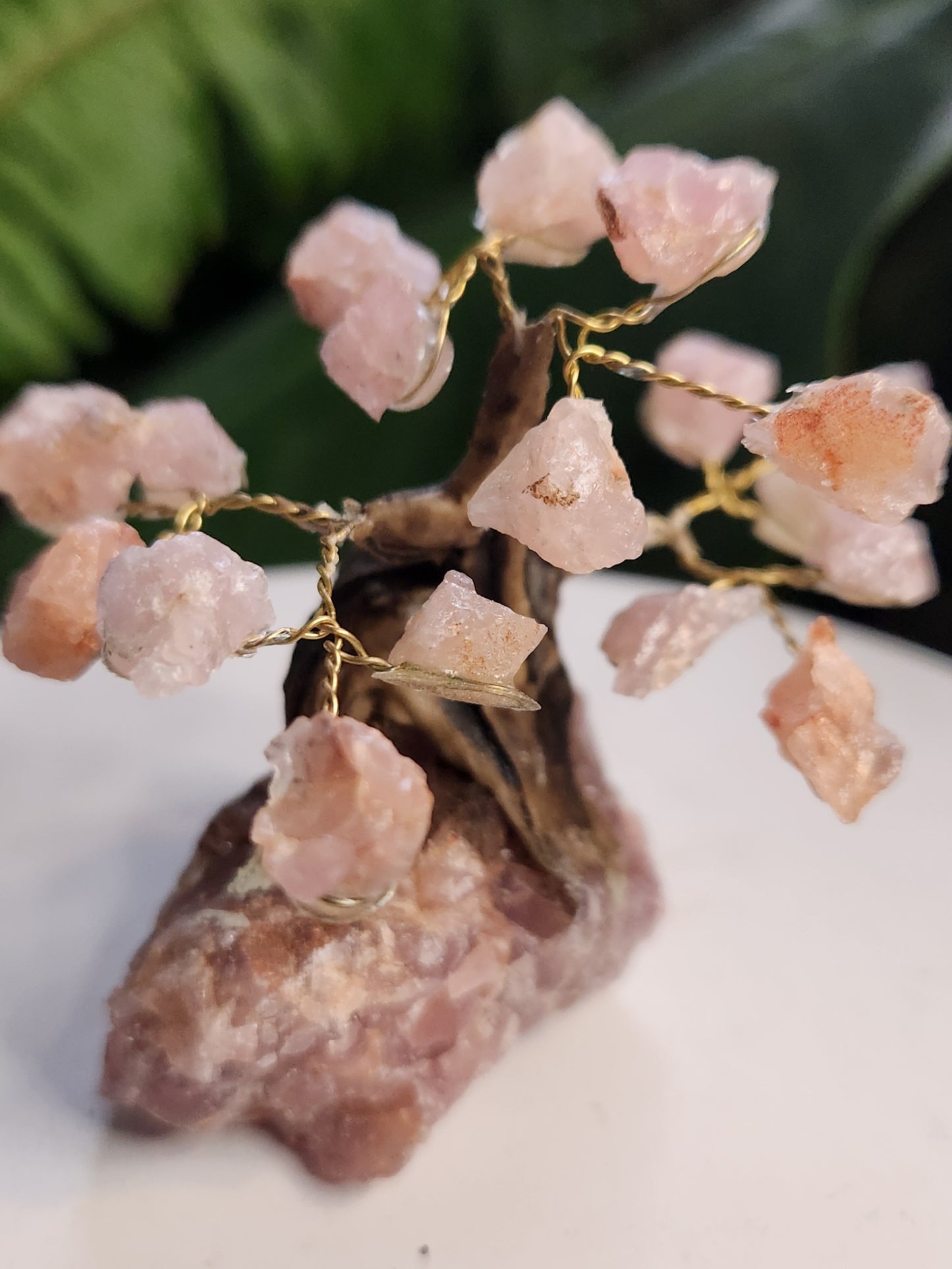 Handmade Rose Quartz Crystal Tree on Rose Quartz Base | Natural Pink Quartz Gemstone Tree | Love & Healing Crystal Decor