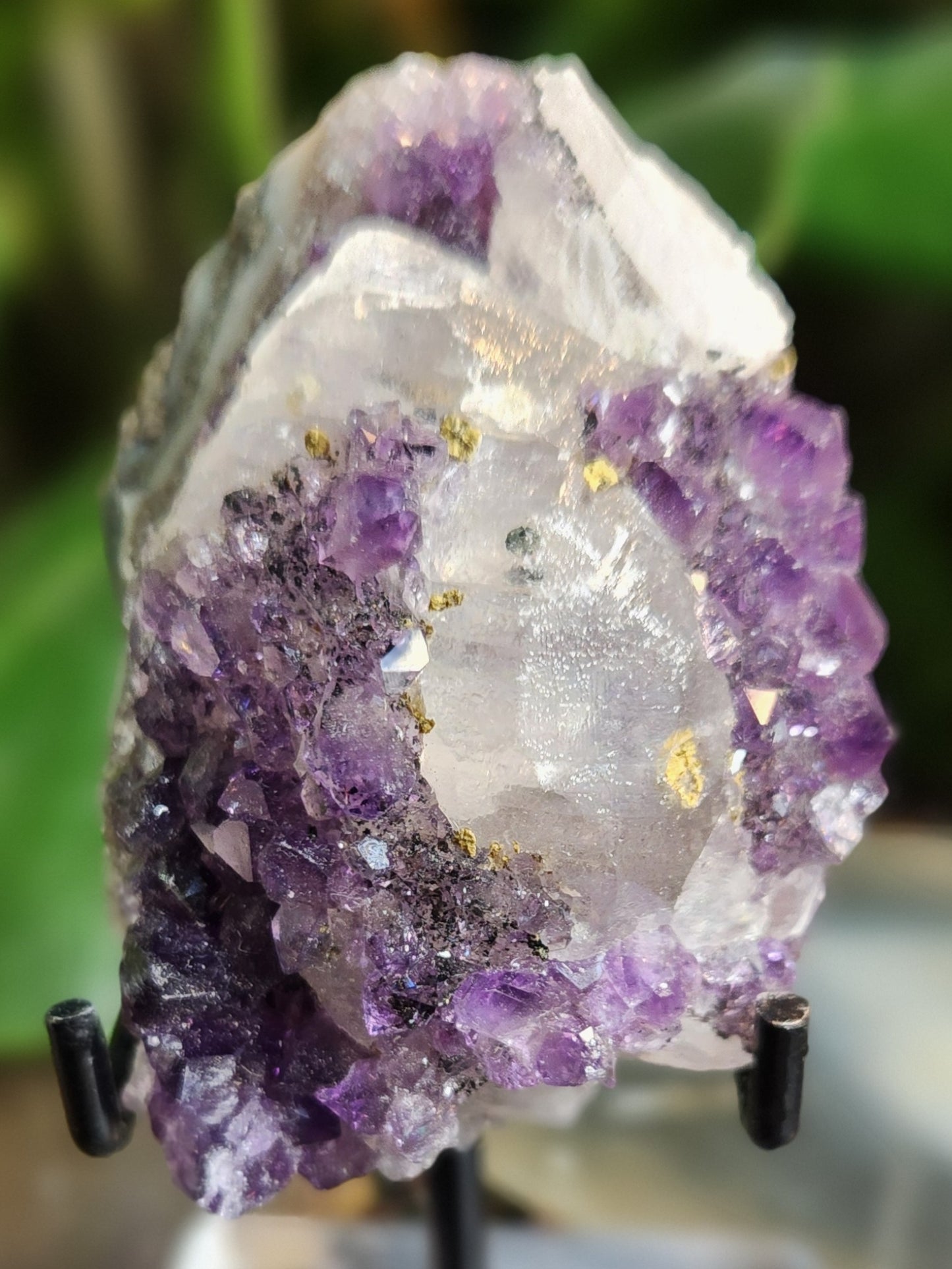 Stunning Dark Purple Brazil Amethyst with Large Calcite Crystal – Collector Grade Healing Stone for Home Décor & Energy Work