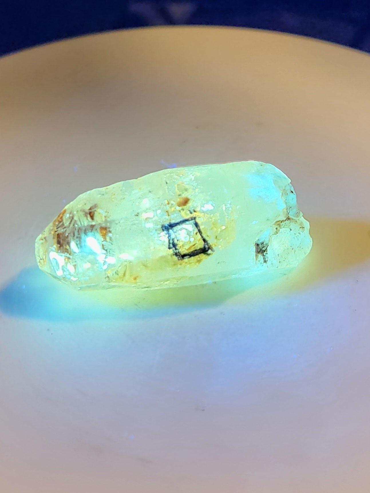 Petroleum Quartz Crystal with Enhydro – Intense UV Reactive Specimen | Collector Mineral & Energy Stone