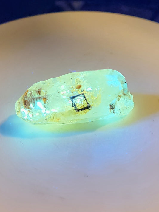 Petroleum Quartz Crystal with Enhydro – Intense UV Reactive Specimen | Collector Mineral & Energy Stone