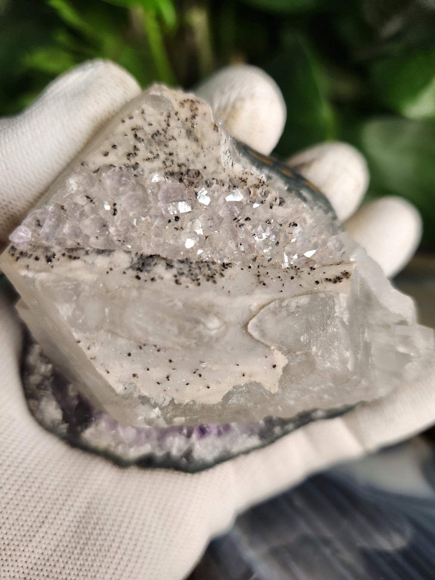 Stunning Dark Purple Brazil Amethyst with Large Calcite Crystal – Collector Grade Healing Stone for Home Décor & Energy Work