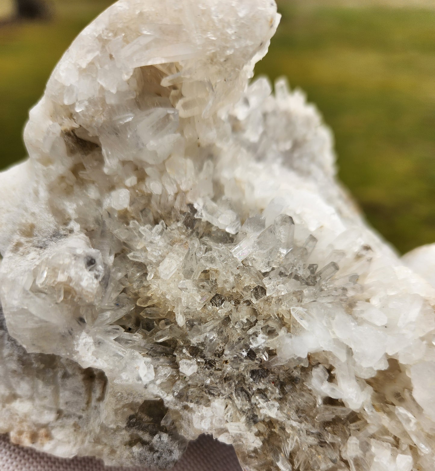 Large Hand Carved Druzy Quartz Crystal Skull – Hand-Carved with Raw Crystal Cluster on Sphalerite