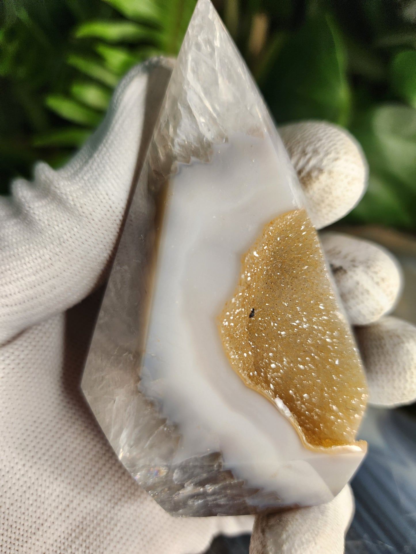 Agate Geode Tower • Diamond Shaped Druzy Point • Natural Quartz Geode • Collector Mineral & Crystal Healing Décor