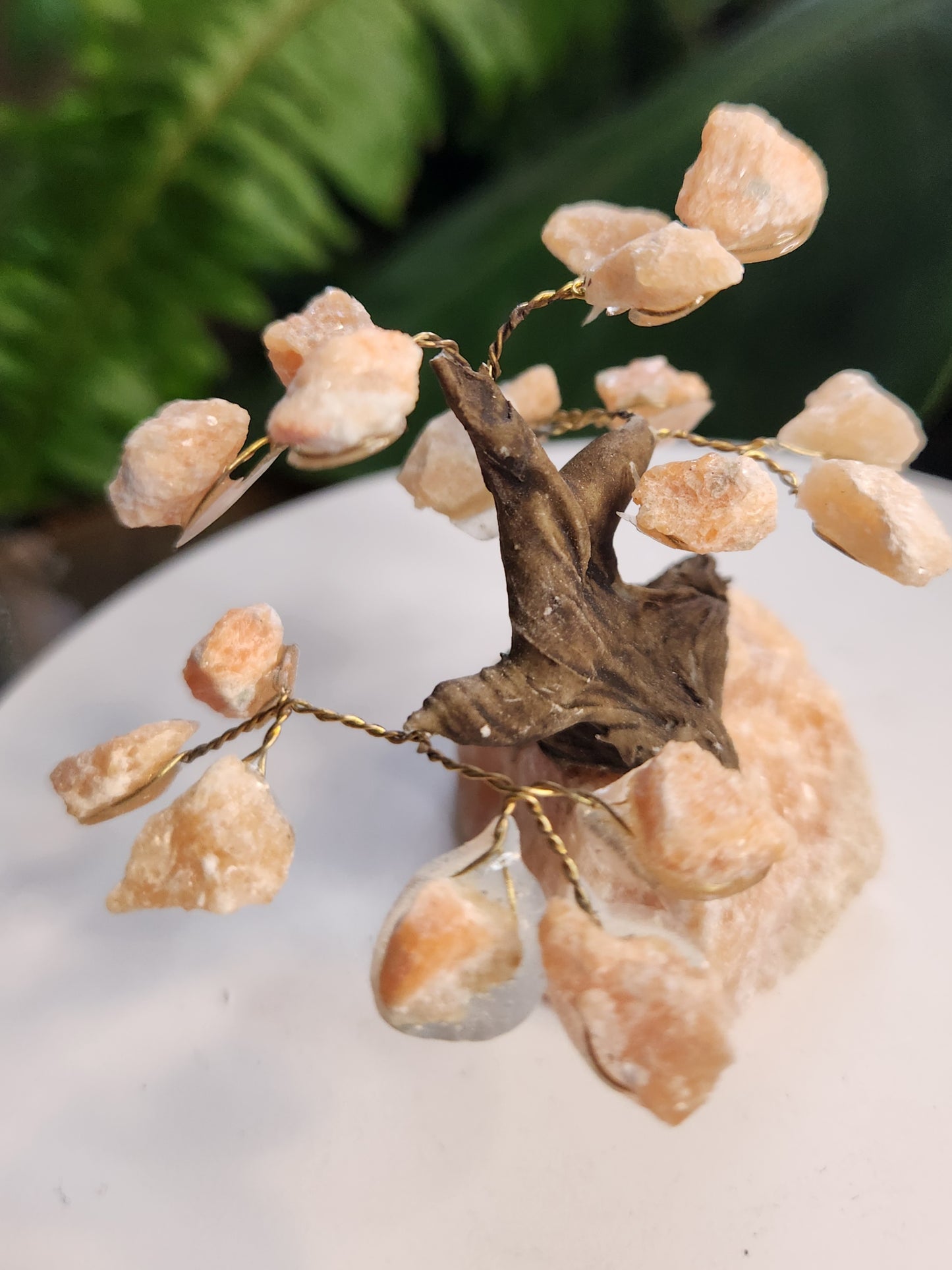 Handmade Sunstone / Orange Calcite Crystal Tree on Matching Base | Natural Orange Gemstone Tree | Energy & Creativity Crystal Decor