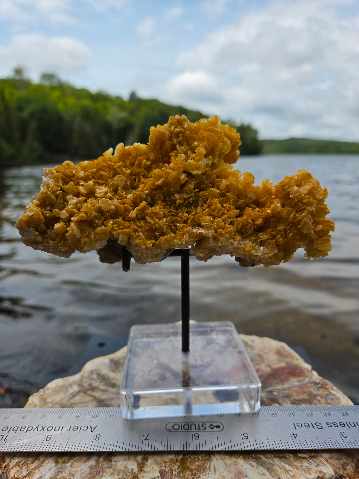 Large Golden Calcite Crystal Cluster | Large Orange Calcite Mineral Specimen