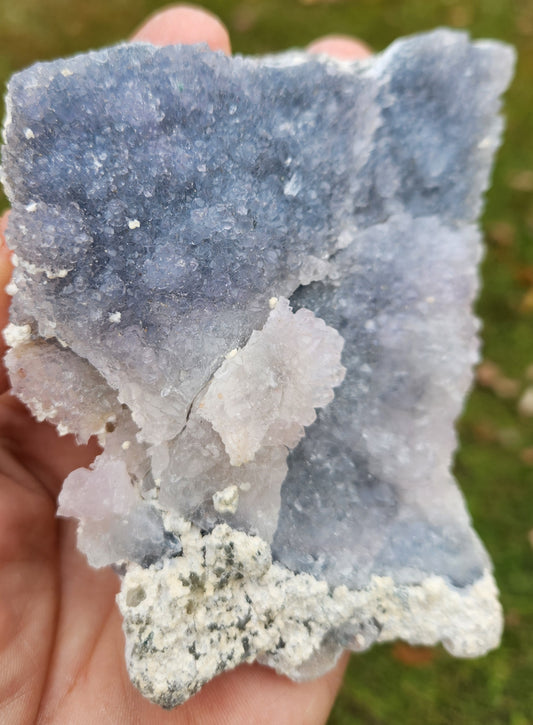 Blue Mist Zeolite Cluster — Brazil | Rare Blue-Grey Zeolite With Lavender Crystal Growths | Cleansing • Purification • High-Frequency Clarity