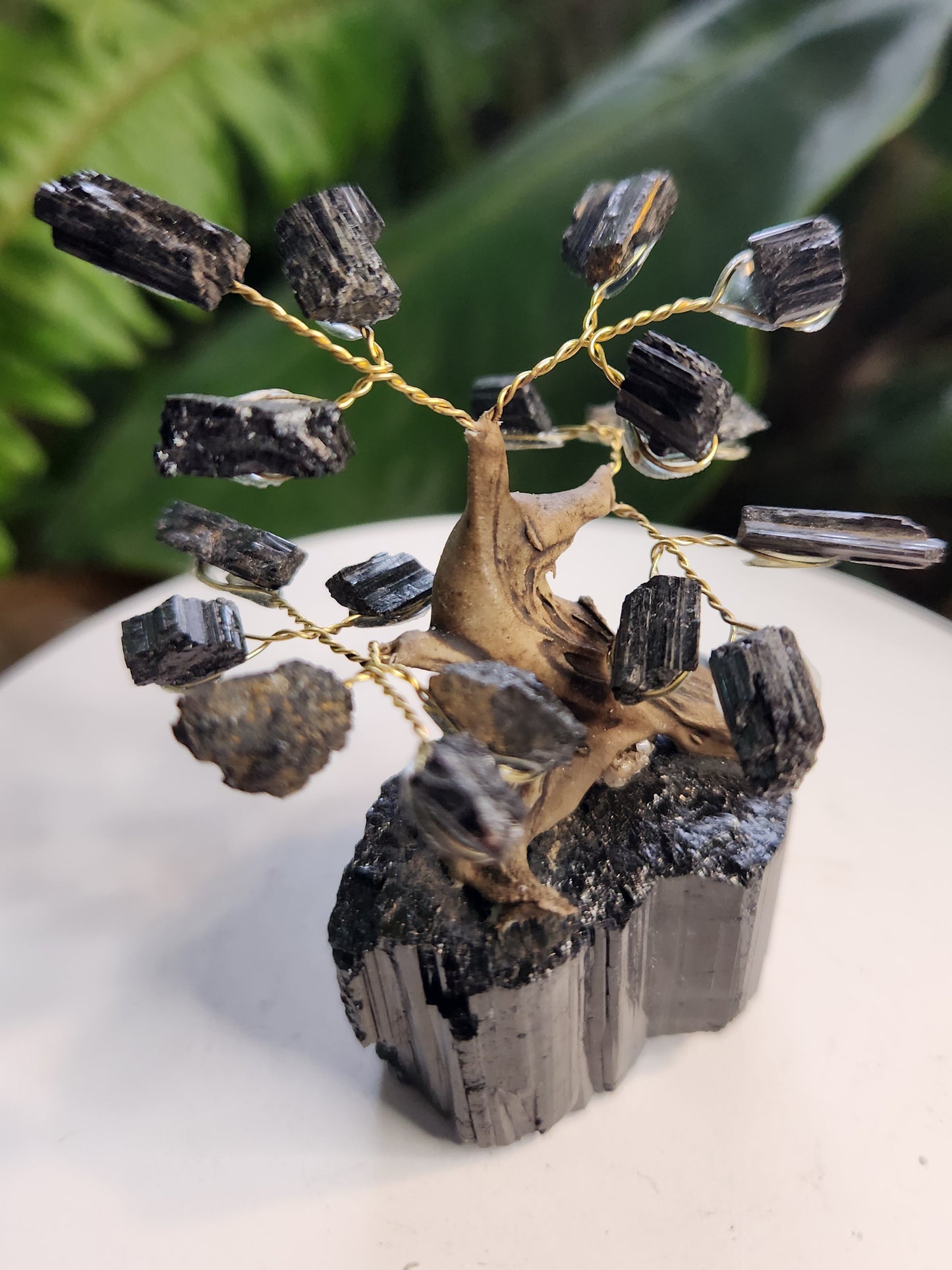 Handmade Black Tourmaline Crystal Tree on Natural Tourmaline Base | Schorl Protection Gemstone Tree | Grounding Energy Decor