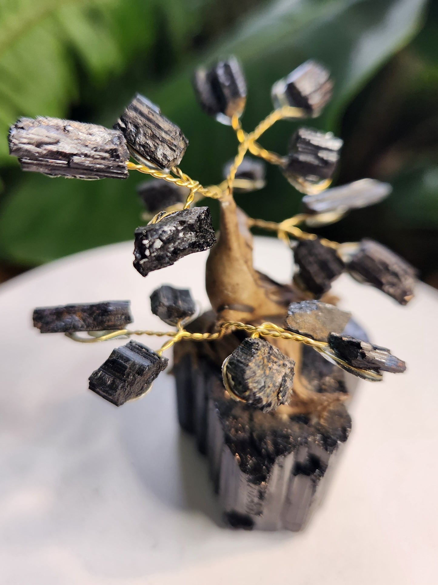 Handmade Black Tourmaline Crystal Tree on Natural Tourmaline Base | Schorl Protection Gemstone Tree | Grounding Energy Decor