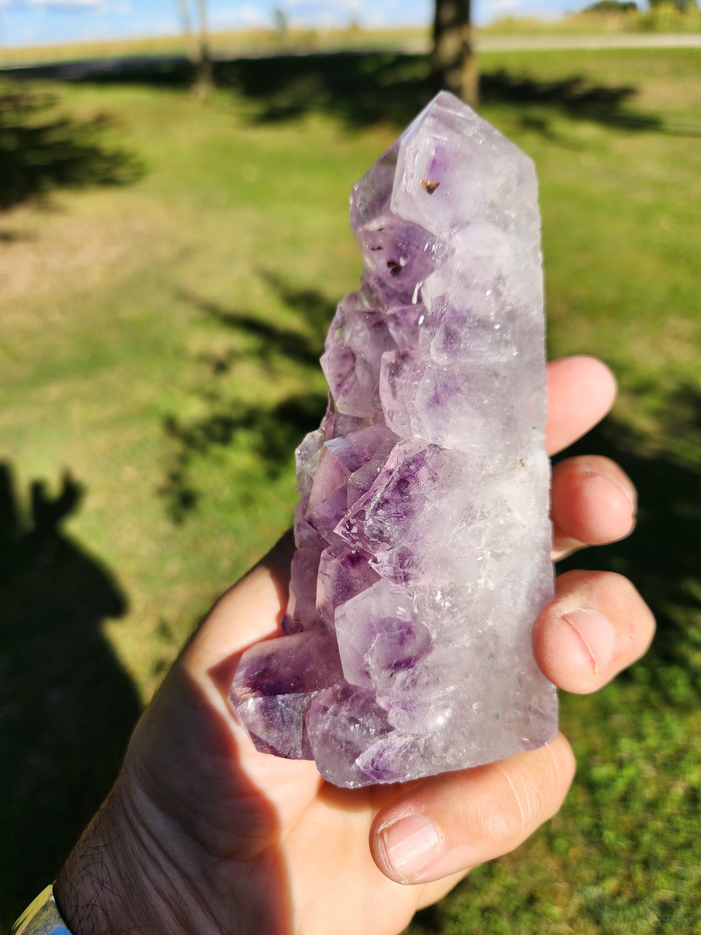 Amethyst Druzy Tower - Stress Relief , Emotional Balance, Protection