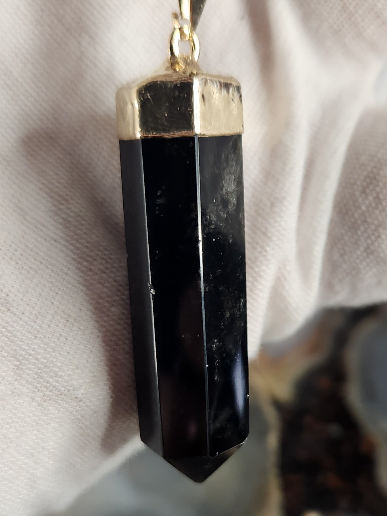 Black Obsidian Crystal Point Pendant Necklace | Natural Volcanic Glass | Protective Healing Stone Jewelry
