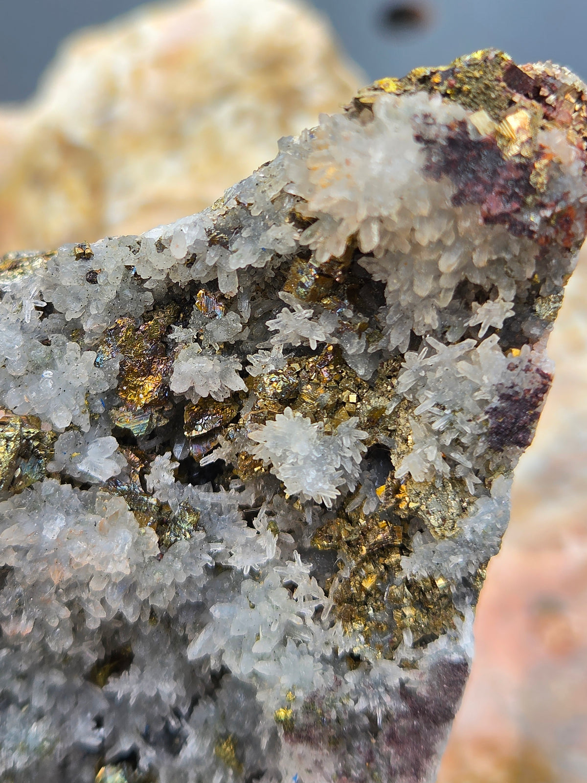 Flower Quartz with Pyrite on Sphalerite | Quartz Crystal Cluster