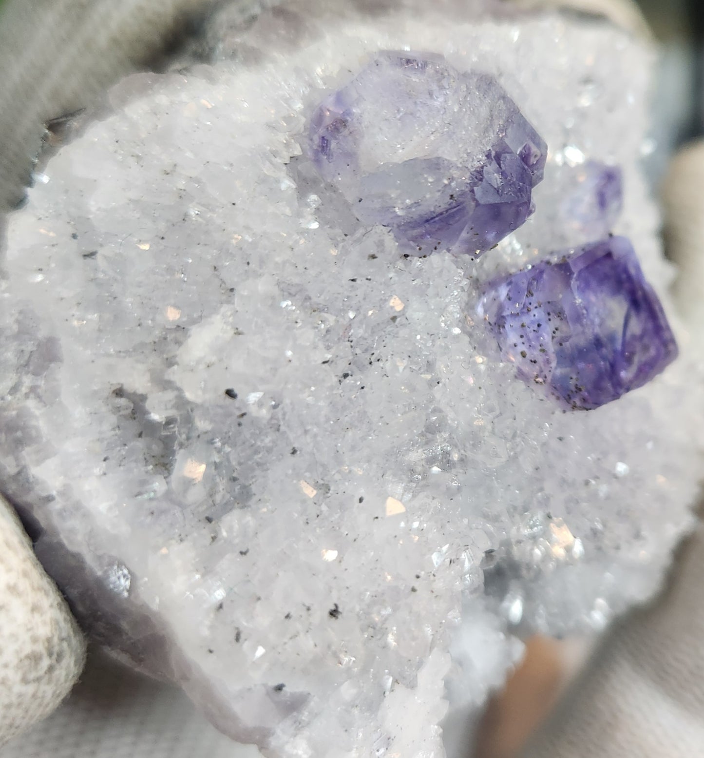 Purple Cubic Fluorite on Quartz Matrix | Sharp Fluorite Cube Collector Specimen