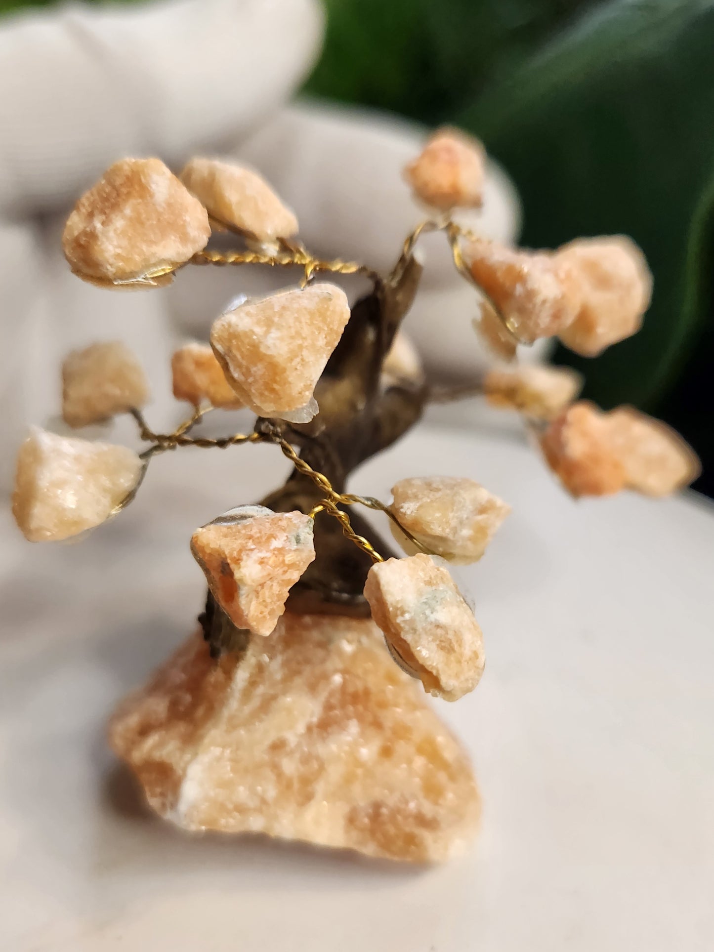 Handmade Sunstone / Orange Calcite Crystal Tree on Matching Base | Natural Orange Gemstone Tree | Energy & Creativity Crystal Decor