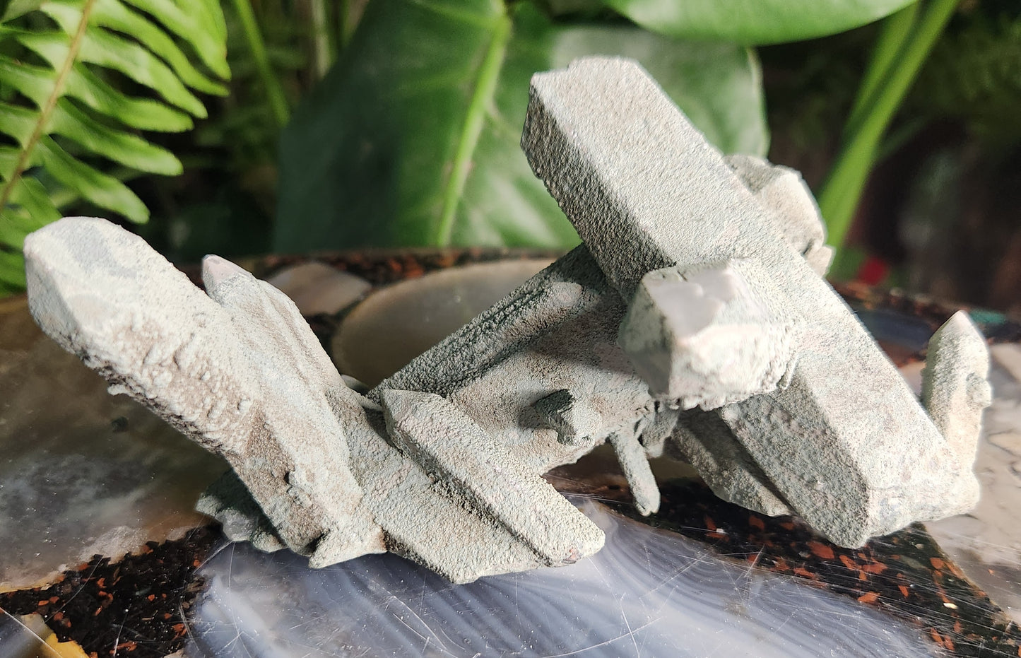 Chlorite-Coated Quartz Cluster • Rare Velvety Green Growth • Natural Formation