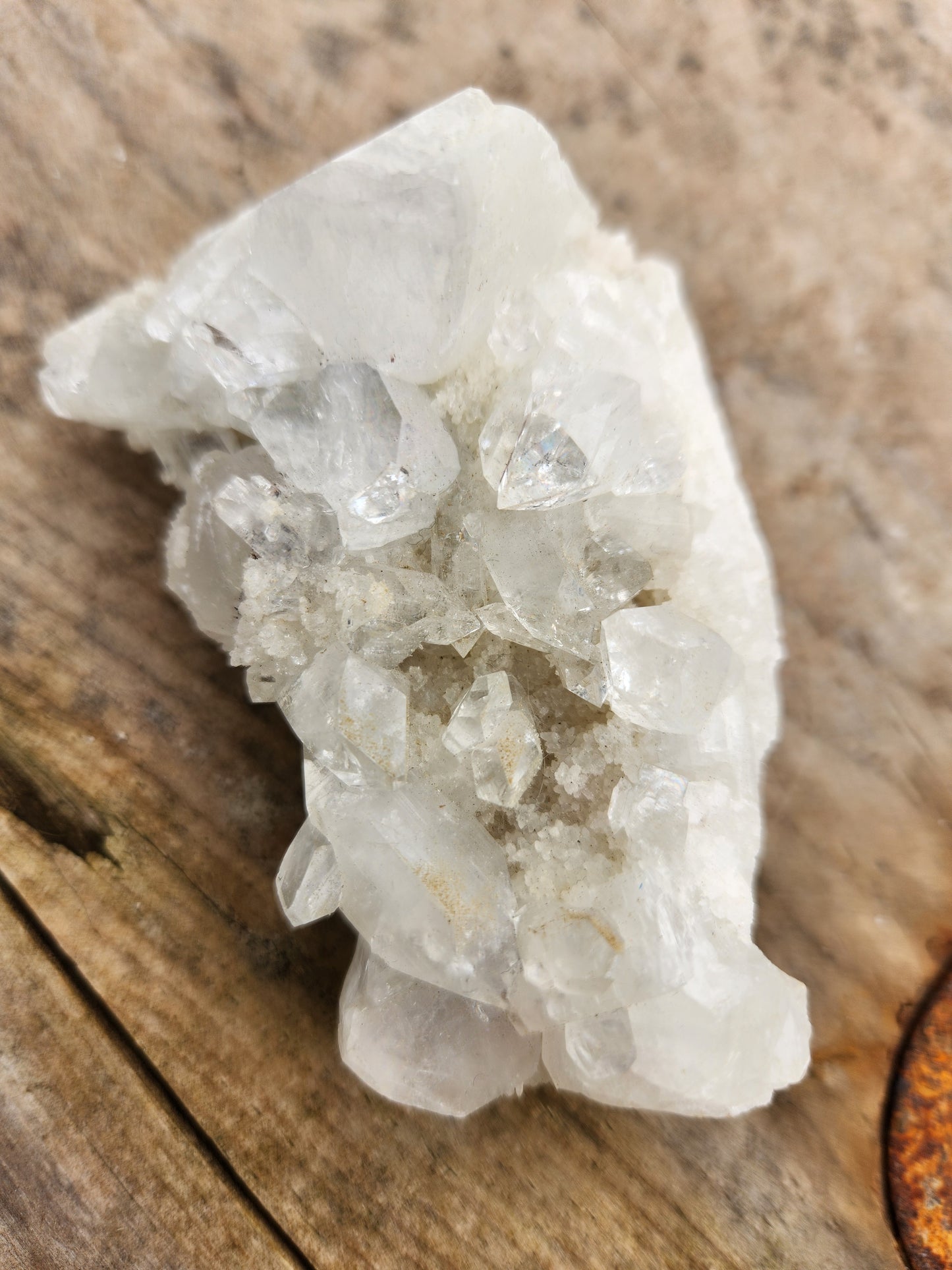 Natural Apophyllite Stilbite Crystal Cluster – High Vibration Druzy Specimen for Healing, Clarity & Spiritual Growth