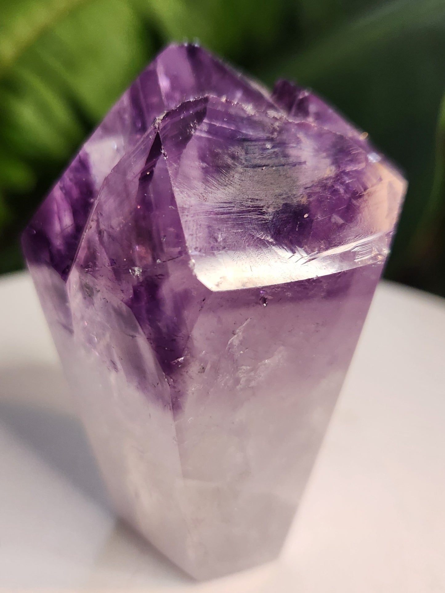 Natural Amethyst Crystal Point – Polished Amethyst Tower with Rainbow