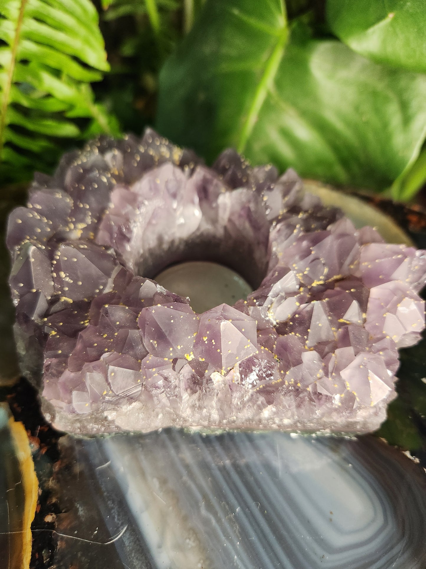 Brazil Amethyst Cluster Tealight Candle Holder – Premium Natural Geode