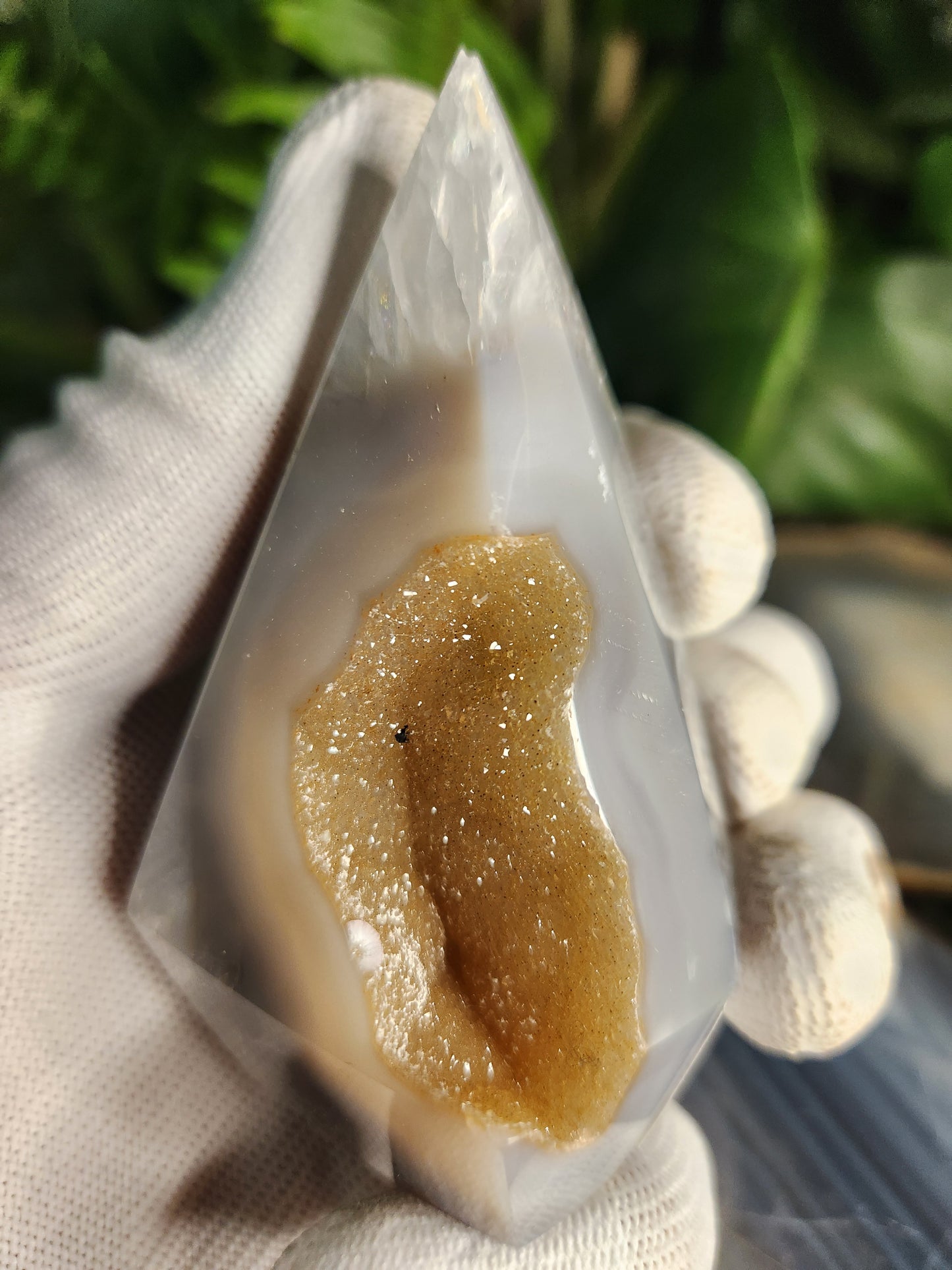 Agate Geode Tower • Diamond Shaped Druzy Point • Natural Quartz Geode • Collector Mineral & Crystal Healing Décor