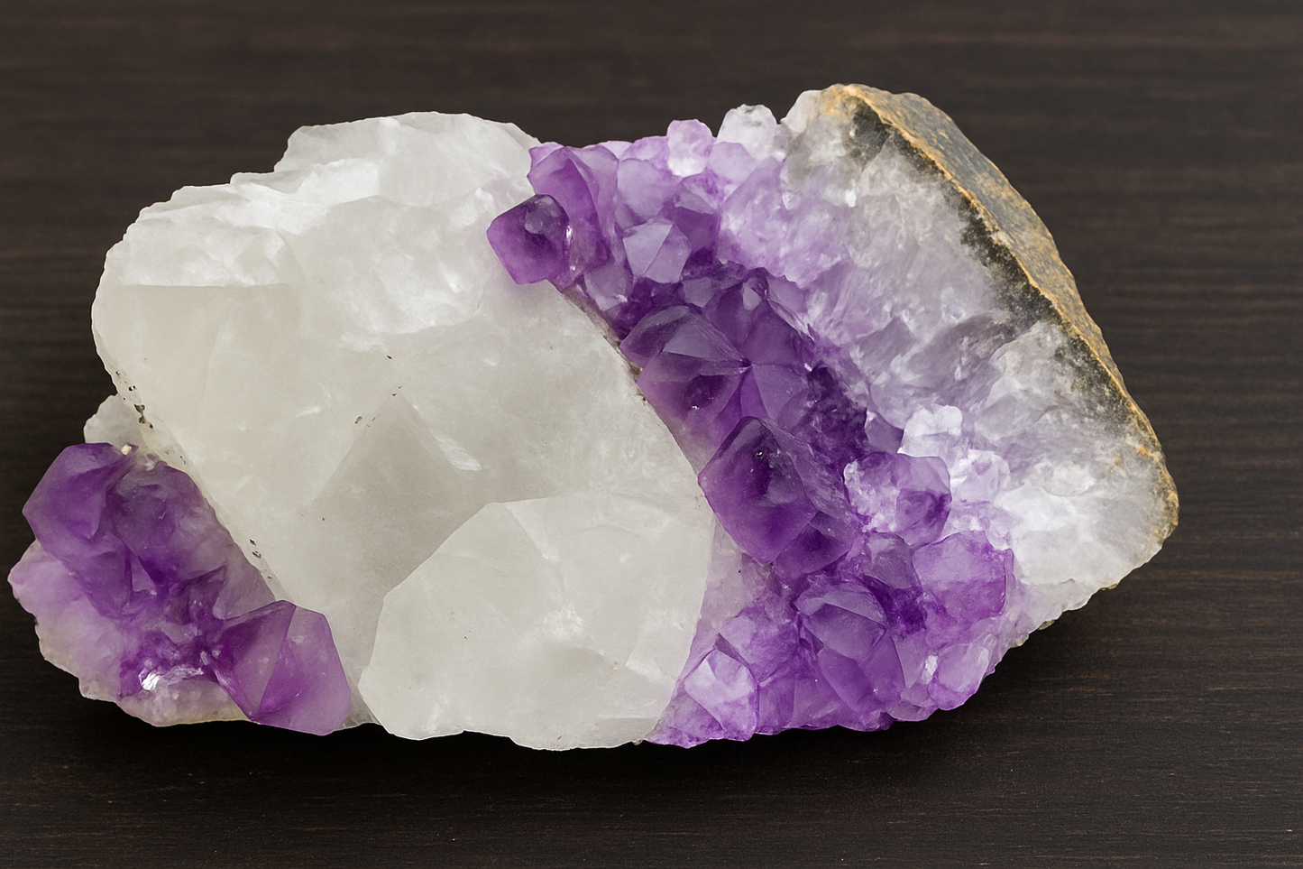 Stunning Dark Purple Brazil Amethyst with Large Calcite Crystal – Collector Grade Healing Stone for Home Décor & Energy Work