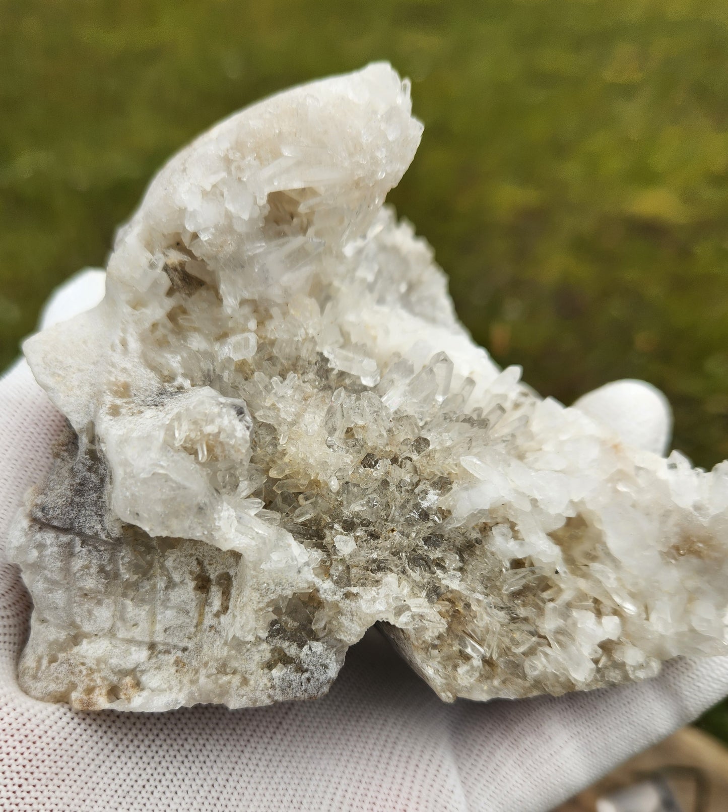 Large Hand Carved Druzy Quartz Crystal Skull – Hand-Carved with Raw Crystal Cluster on Sphalerite