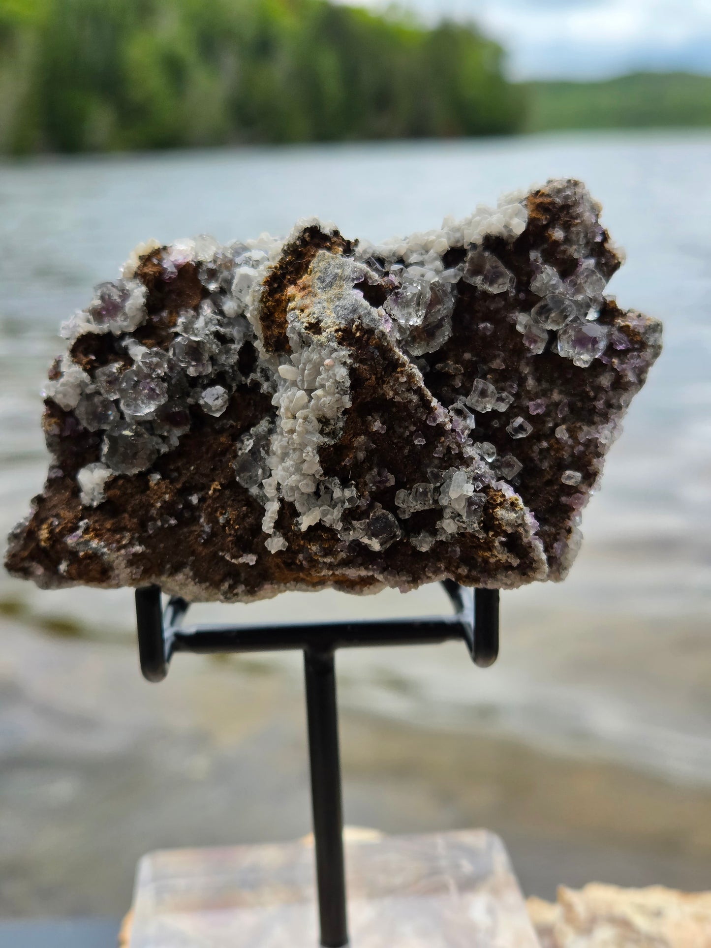 Fluorite with Quartz & Calcite on Sphalerite | Purple Fluorite Crystal Cluster
