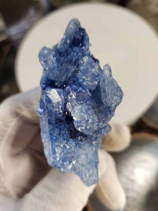 Blue Quartz Crystal Cluster | Color Enhanced Quartz | Home Décor Statement Mineral