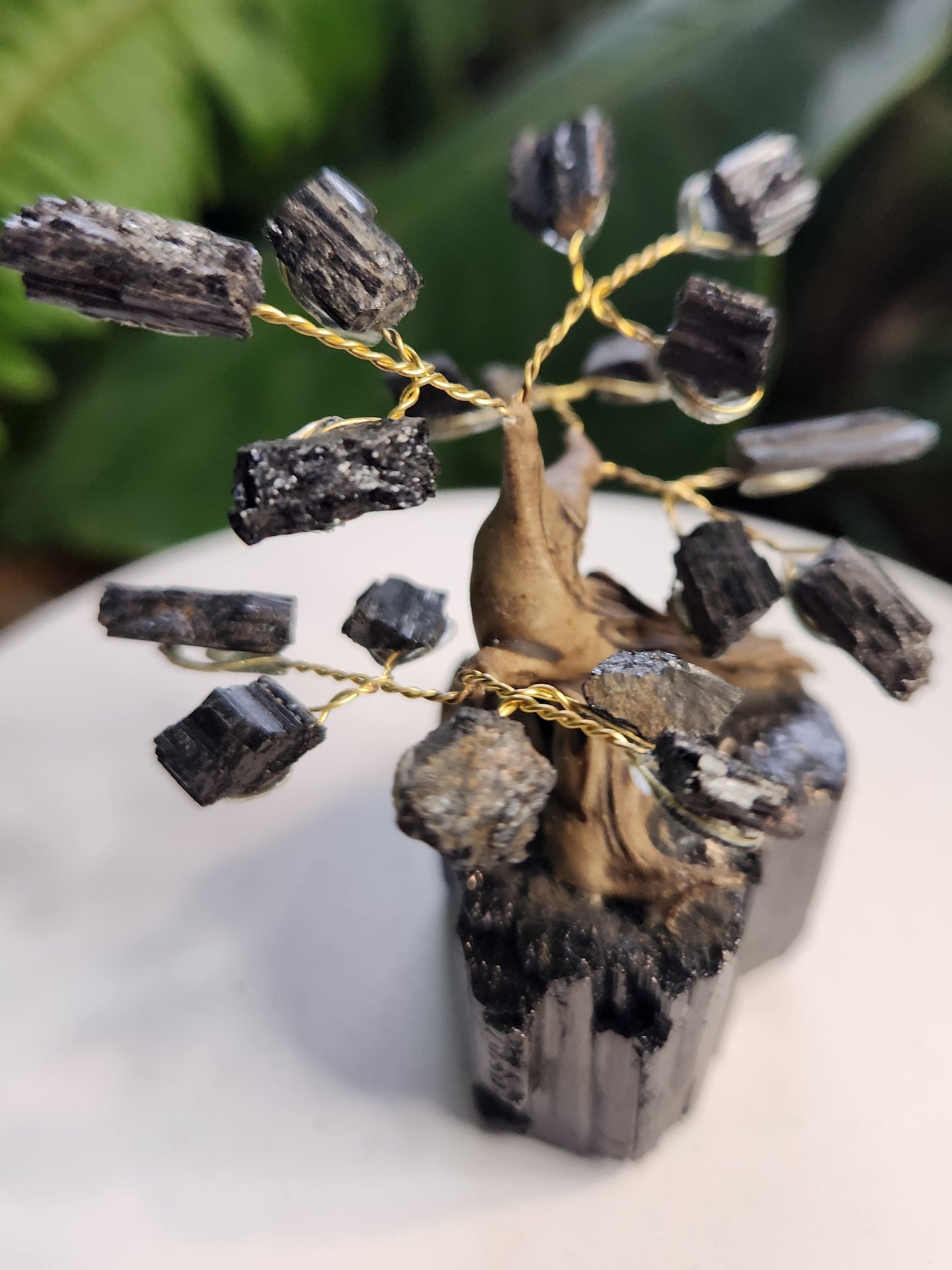 Handmade Black Tourmaline Crystal Tree on Natural Tourmaline Base | Schorl Protection Gemstone Tree | Grounding Energy Decor