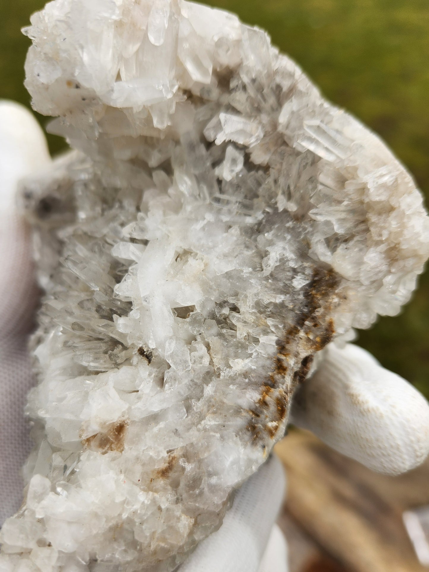 Large Hand Carved Druzy Quartz Crystal Skull – Hand-Carved with Raw Crystal Cluster on Sphalerite