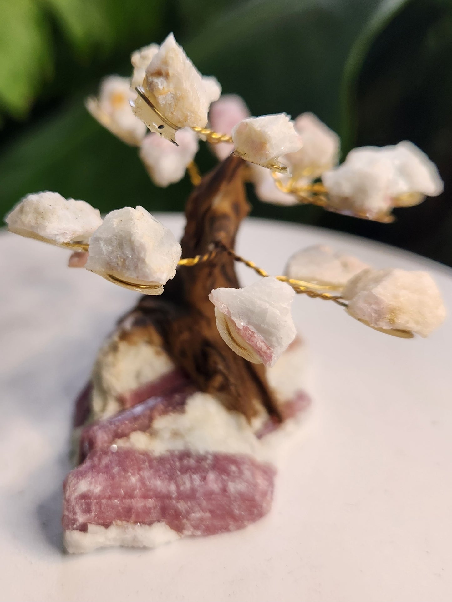 Handmade Pink Tourmaline in White Calcite Crystal Tree | Natural Heart Healing Gemstone Tree | Love & Emotional Balance Decor