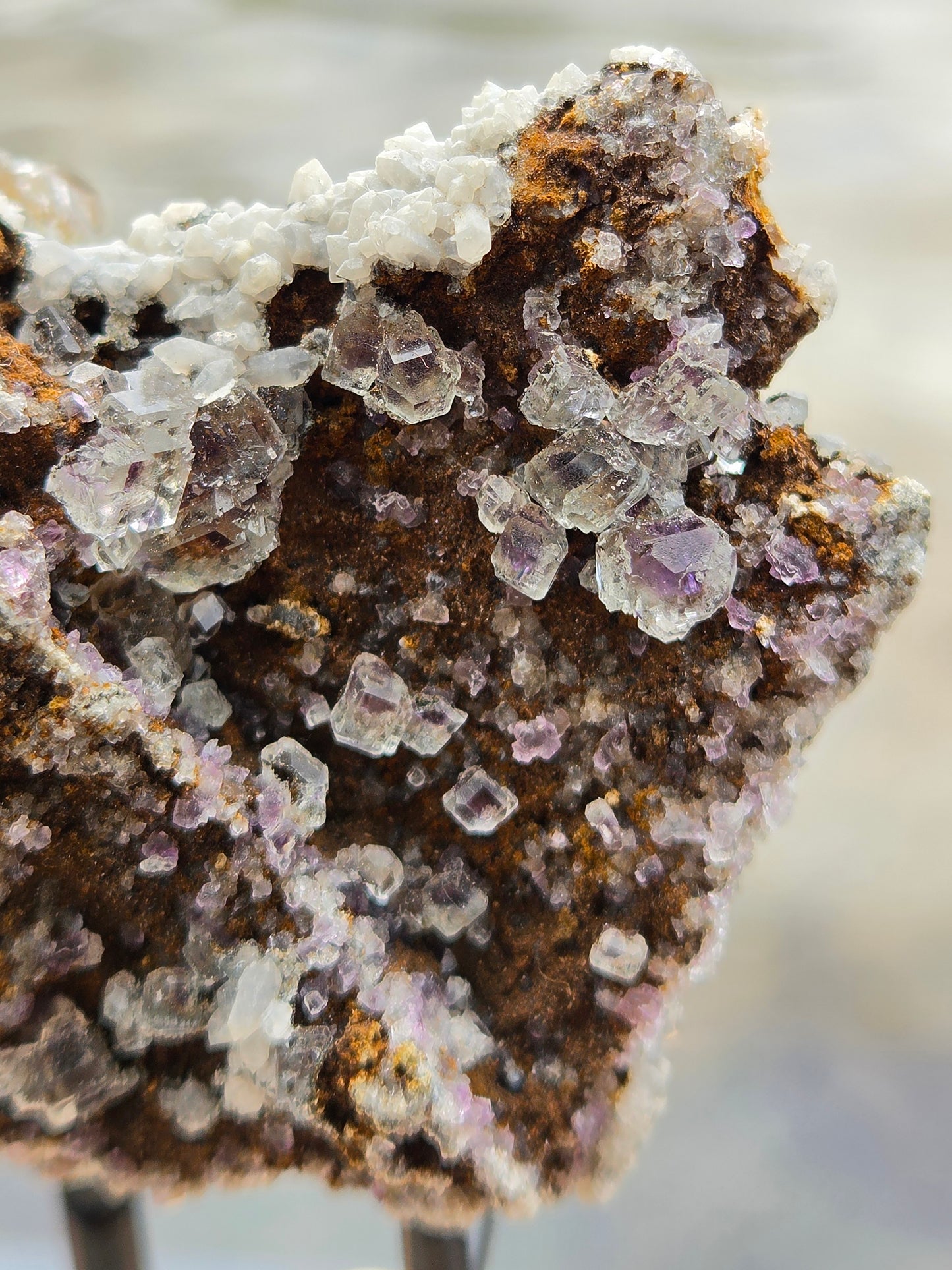 Fluorite with Quartz & Calcite on Sphalerite | Purple Fluorite Crystal Cluster