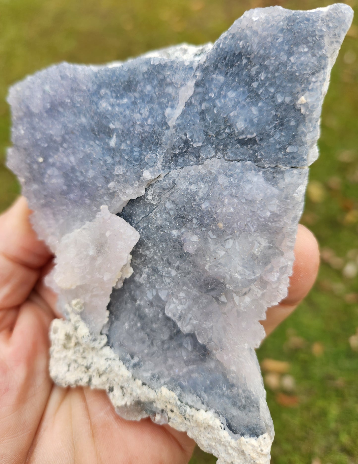 Blue Mist Zeolite Cluster — Brazil | Rare Blue-Grey Zeolite With Lavender Crystal Growths | Cleansing • Purification • High-Frequency Clarity