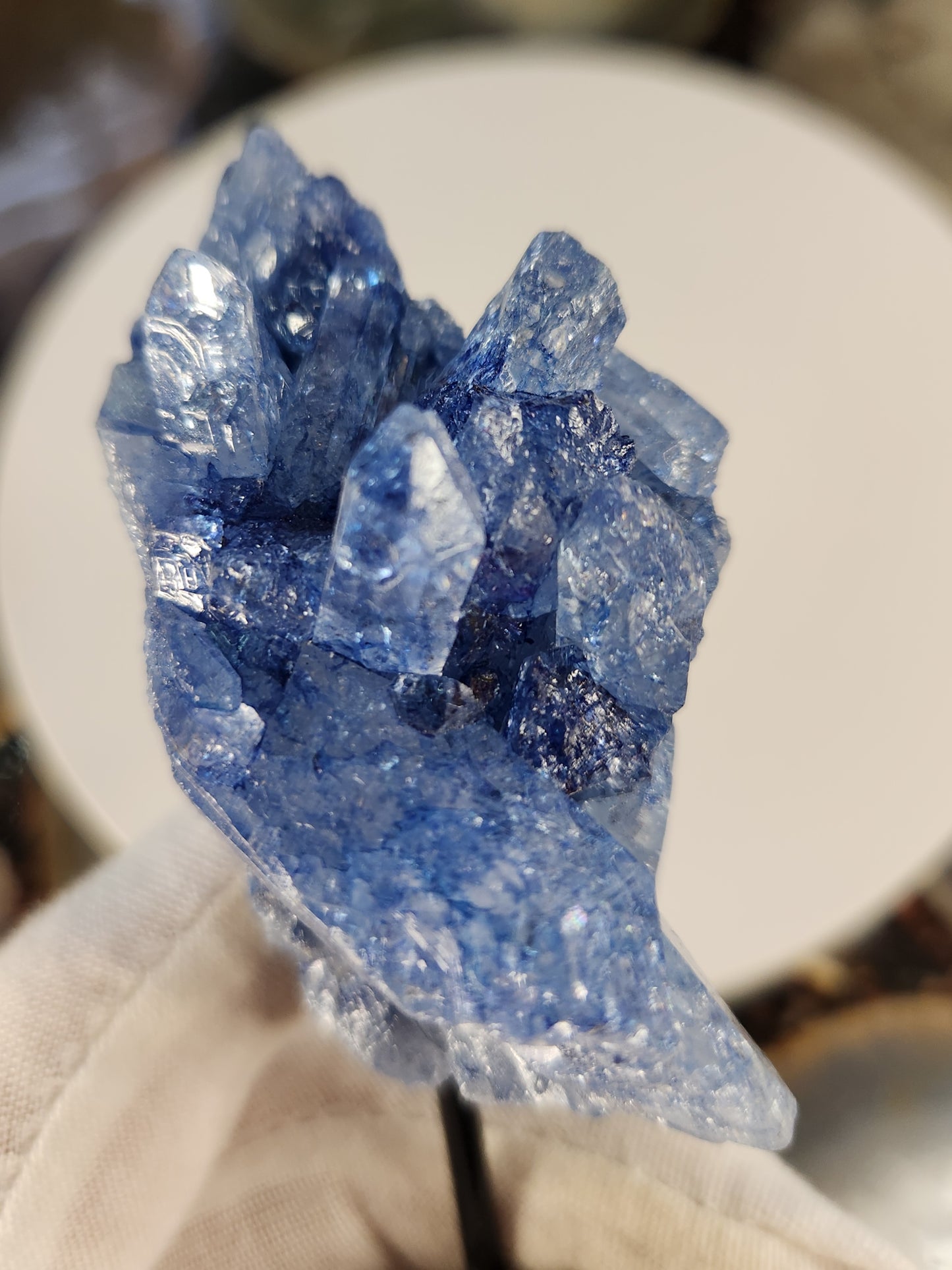Blue Quartz Crystal Cluster | Color Enhanced Quartz | Home Décor Statement Mineral