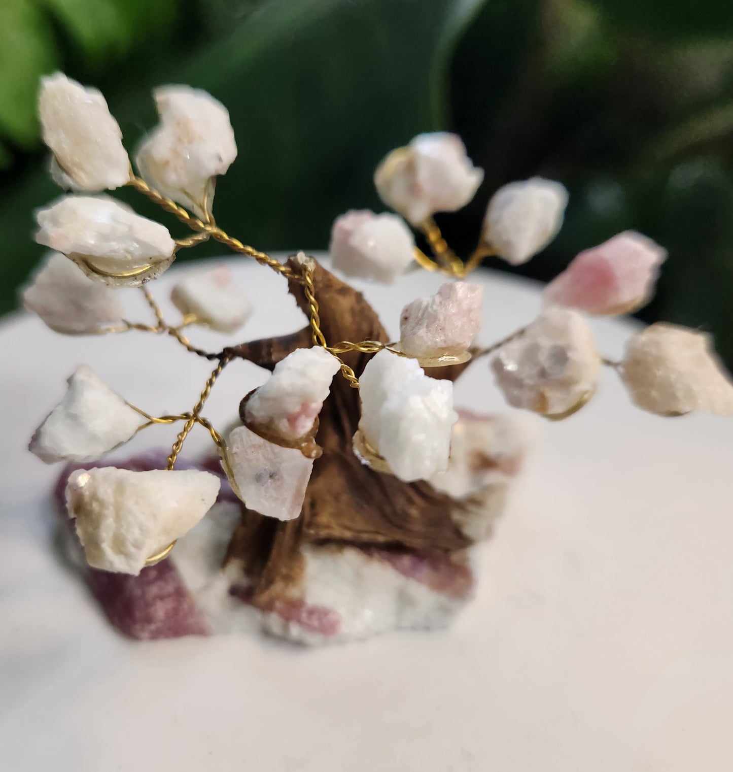 Handmade Pink Tourmaline in White Calcite Crystal Tree | Natural Heart Healing Gemstone Tree | Love & Emotional Balance Decor