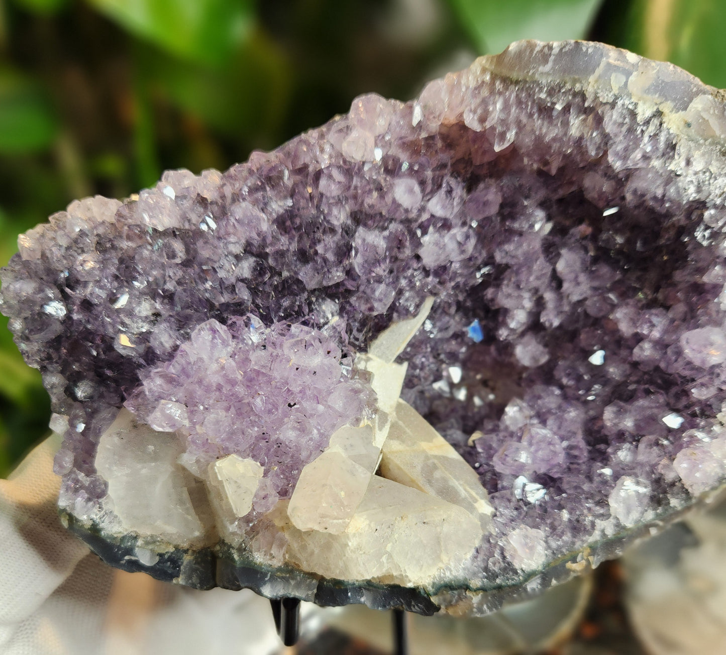 Stunning large Amethyst Crystal Geode with Calcite & Amethyst Flower | Rare Floral Quartz Formation