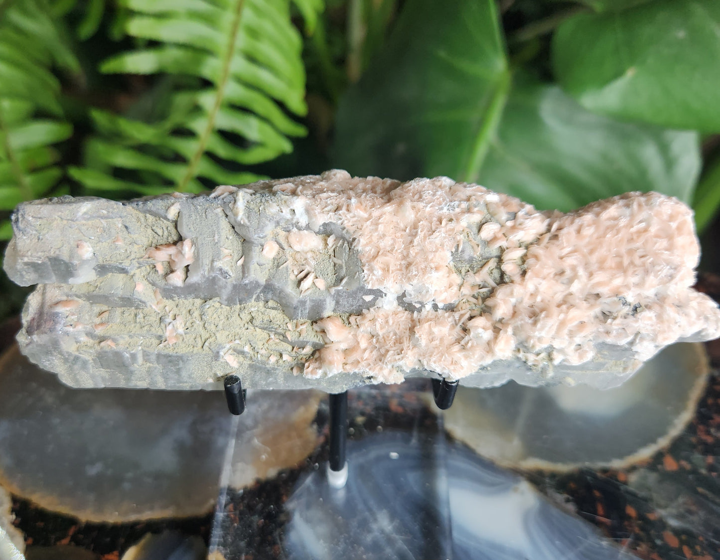 Pink Calcite on Chlorite Quartz with Specularite — Large UV-Reactive Crystal Specimen