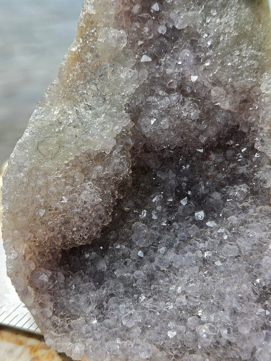 Amethyst Standing Crystal Cluster with Calcite | Natural Amethyst Geode