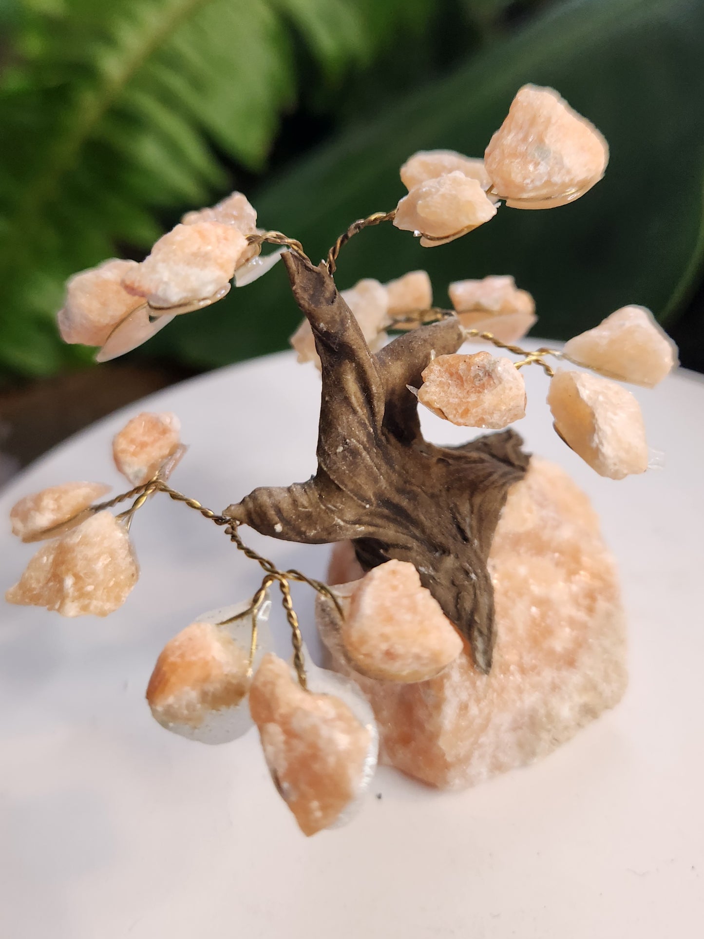 Handmade Sunstone / Orange Calcite Crystal Tree on Matching Base | Natural Orange Gemstone Tree | Energy & Creativity Crystal Decor