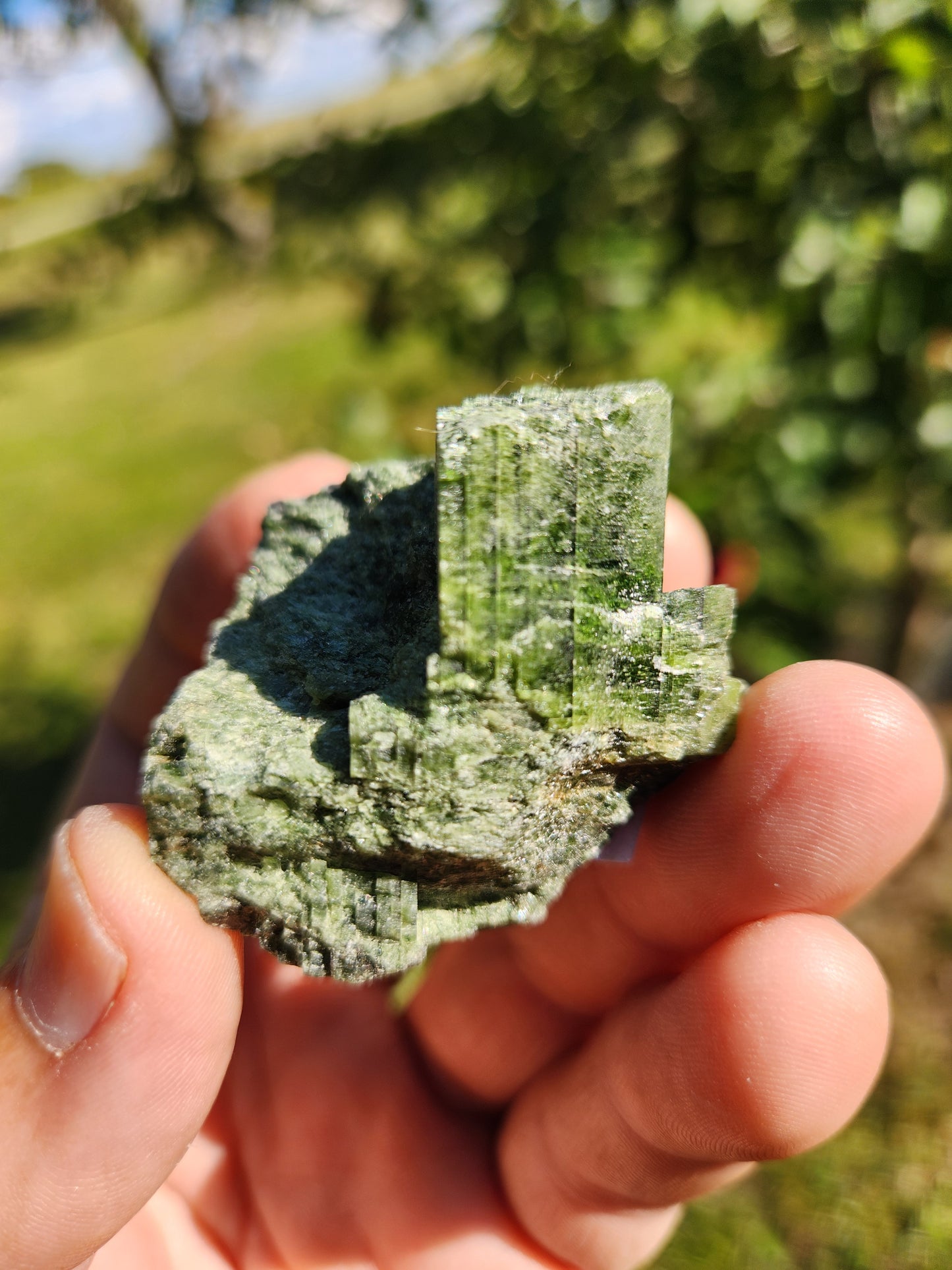 Green Epidote Crystal Cluster - Trauma Healing & Spiritual Growth