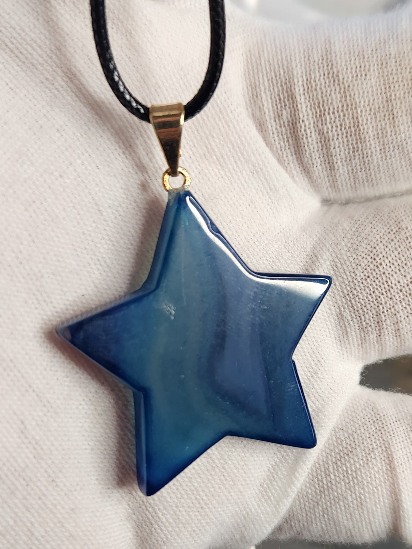 Blue Agate Star Crystal Necklace | Star Shaped Agate Pendant | Blue Crystal Necklace | Celestial Jewelry | Gift for Her