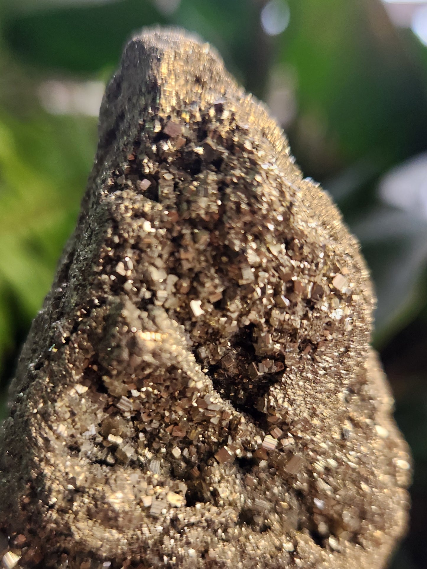 Pyrite Crystal Cluster on Metal Display Stand – Natural Abundance & Protection Stone