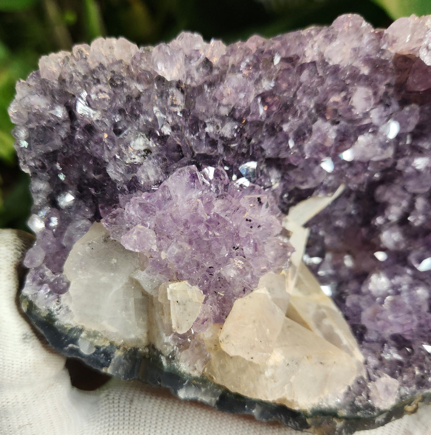 Stunning large Amethyst Crystal Geode with Calcite & Amethyst Flower | Rare Floral Quartz Formation