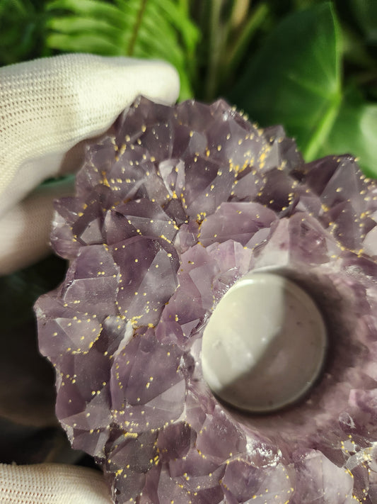 Brazil Amethyst Cluster Tealight Candle Holder – Premium Natural Geode