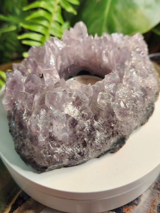 Brazil Amethyst Cluster Tealight Candle Holder – Premium Natural Geode
