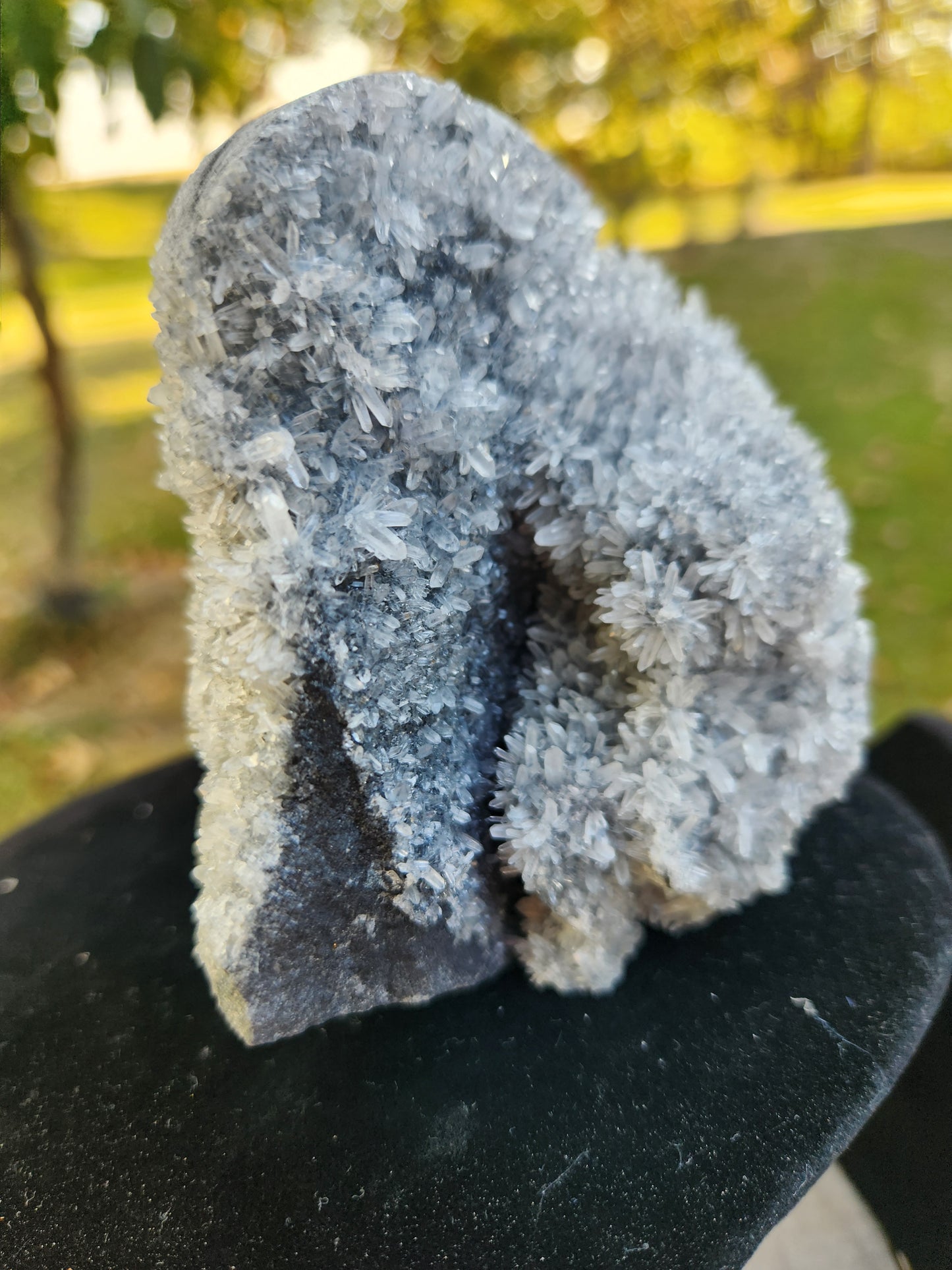 Black and Gray Druzy Quartz Crystal Skull – Unique Hand-Carved Crystal Art