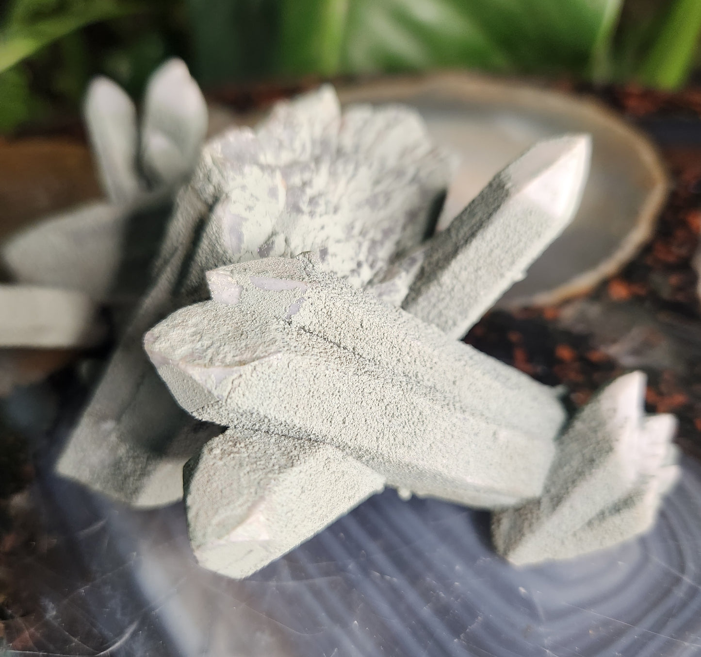 Chlorite-Coated Quartz Cluster • Rare Velvety Green Growth • Natural Formation