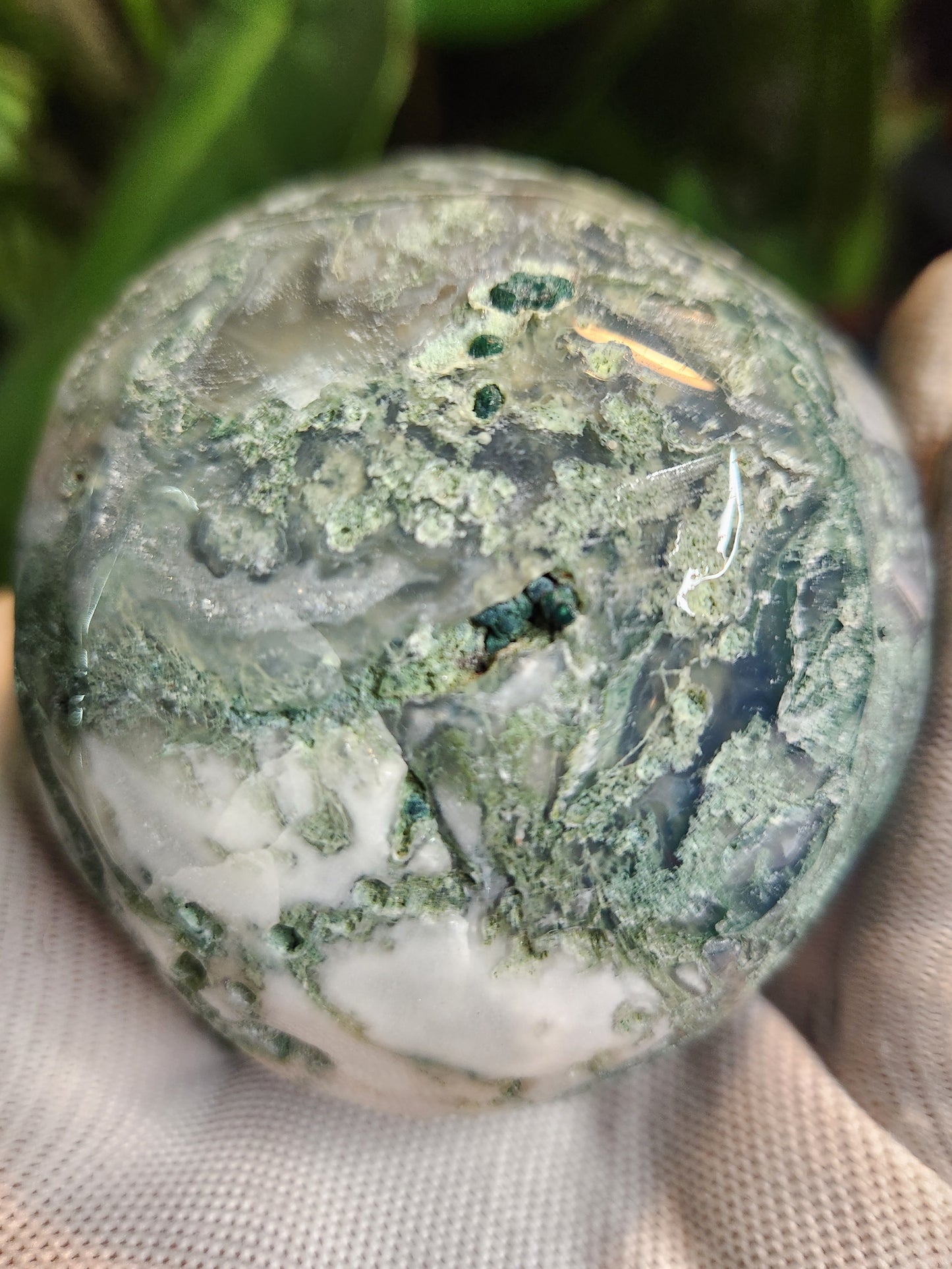 Hand-Carved Moss Agate Skull | Natural Green Chalcedony Crystal Skull | Grounding & Earth Energy Stone