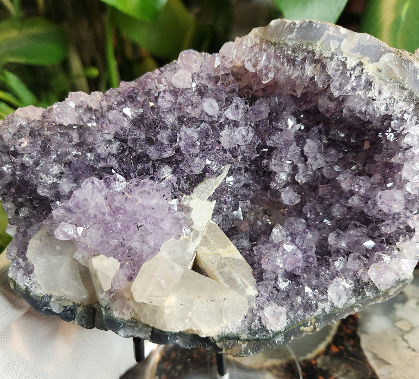 Stunning large Amethyst Crystal Geode with Calcite & Amethyst Flower | Rare Floral Quartz Formation