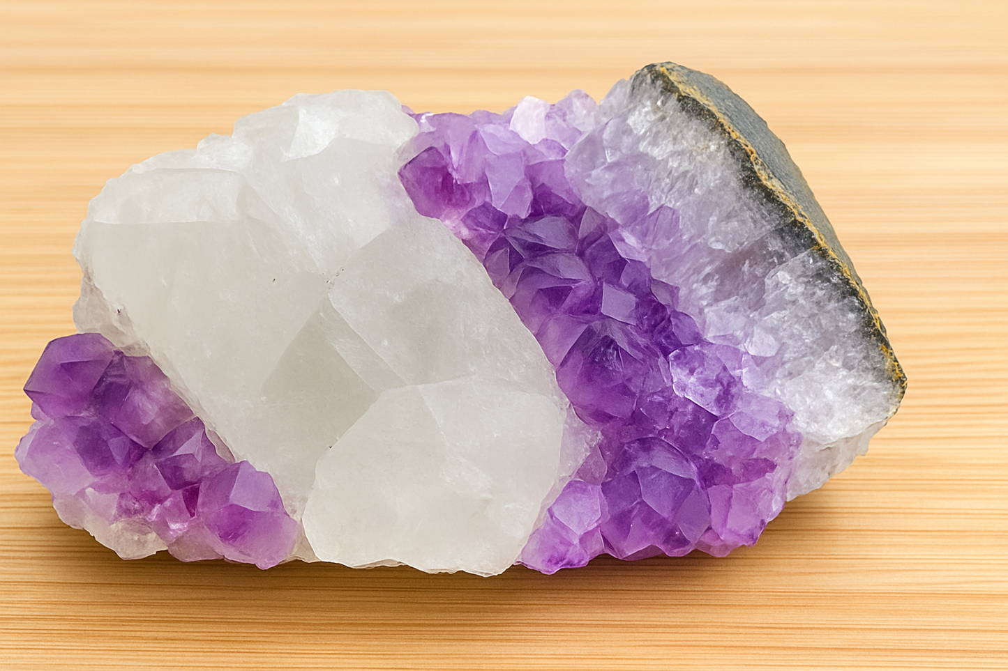 Stunning Dark Purple Brazil Amethyst with Large Calcite Crystal – Collector Grade Healing Stone for Home Décor & Energy Work