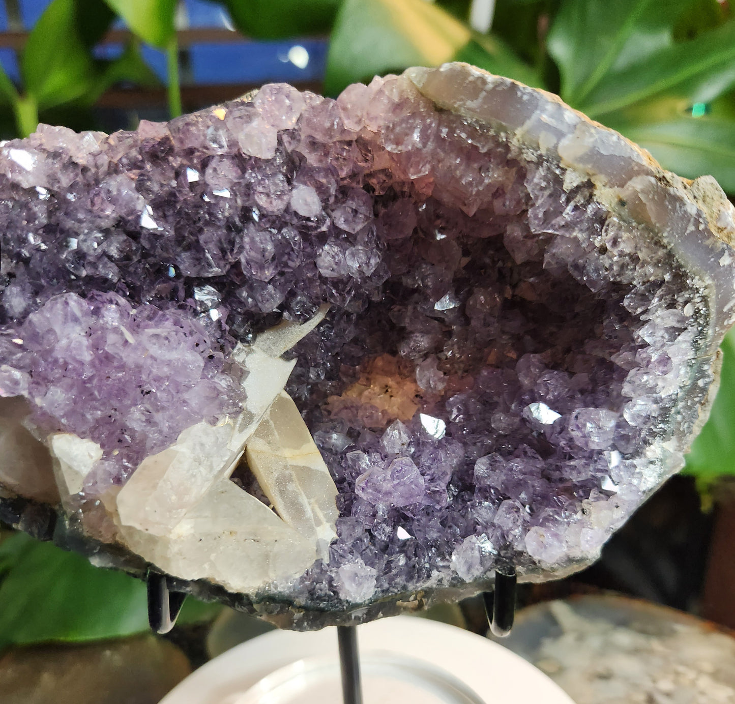 Stunning large Amethyst Crystal Geode with Calcite & Amethyst Flower | Rare Floral Quartz Formation