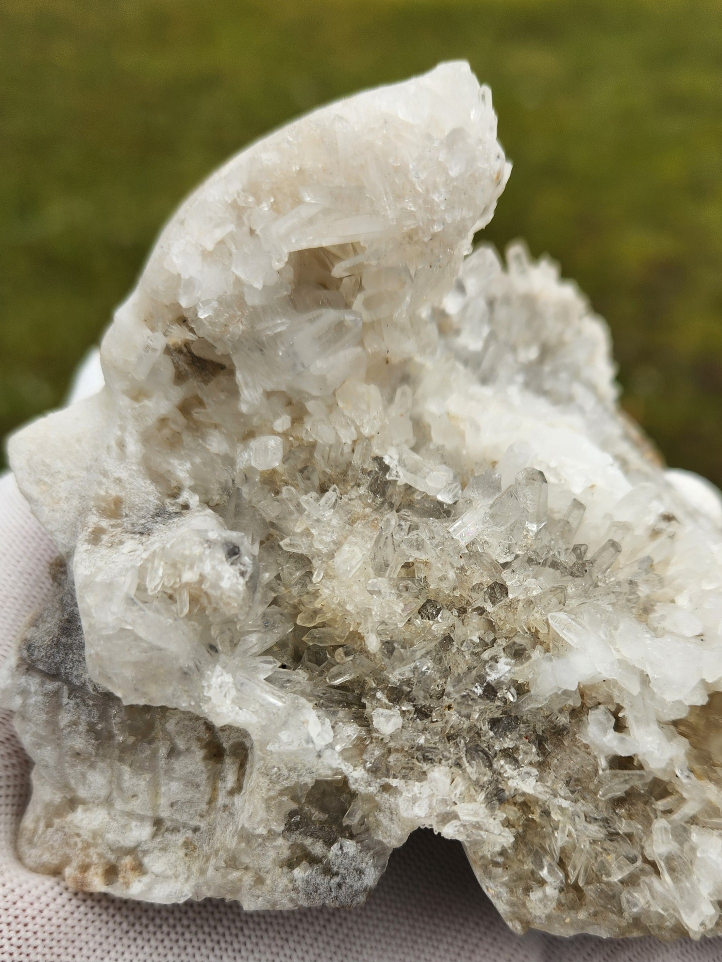 Large Hand Carved Druzy Quartz Crystal Skull – Hand-Carved with Raw Crystal Cluster on Sphalerite